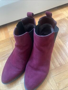 Expressions Wine Burgundy Suede Ankle Booties